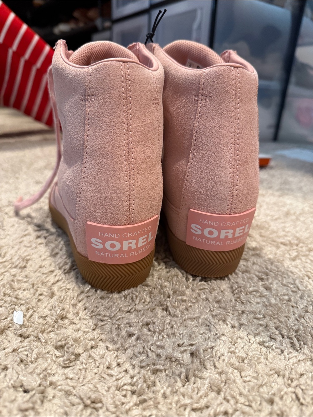 Sorel Pink Suede Wedge Sneaker Boots - Picture 5 of 6